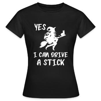 Halloween Yes I Can Drive A Stick - Women's T-Shirt - black - Front - AI Model Female 172 dark (172cm)