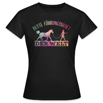 Führungskraft von Pferden Reiterin Pferde Geschenk - Frauen T-Shirt - Schwarz - Vorne - AI Model Female 172 dark (172cm)
