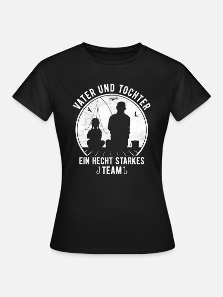 Vater und Tochter Hecht starkes Team Angler Angeln - Frauen T-Shirt - Schwarz