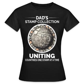 Timbres-poste d’époque Collectionneur de papa - T-shirt Femme - noir - Devant - AI Model Female 172 dark (172cm)