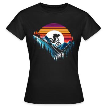 Biker MTB Mountainbike Vintage Geschenk Männer - Frauen T-Shirt - Schwarz - Vorne - AI Model Female 172 dark (172cm)