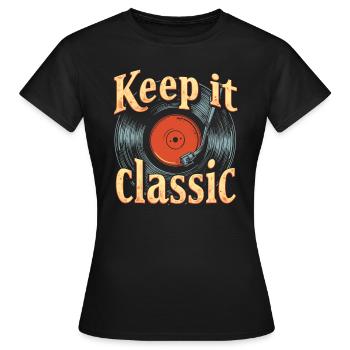 Schallplattenspieler Vinyl Vintage Retro DJ - Frauen T-Shirt - Schwarz - Vorne - AI Model Female 172 dark (172cm)