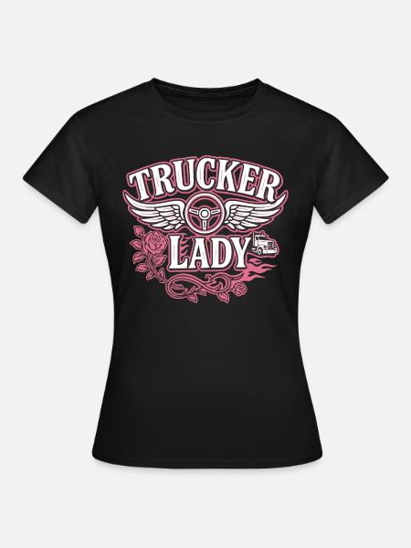 Trucker Lady Fernfahrerin LKW - Dame-T-shirt - sort