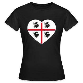 Drapeau Sardaigne drapeau coeur Italie Sardaigne Sarde - T-shirt Femme - noir - Devant - AI Model Female 172 dark (172cm)