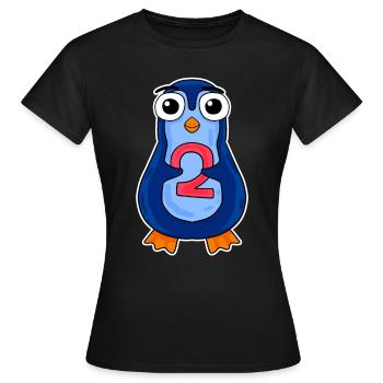 pingouin 2 ans - deux - numéro 2 - 2 année - T-shirt Femme - noir - Devant - AI Model Female 172 dark (172cm)