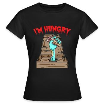 Zombie Pizza Ich habe Hunger - Frauen T-Shirt - Schwarz - Vorne - AI Model Female 172 dark (172cm)