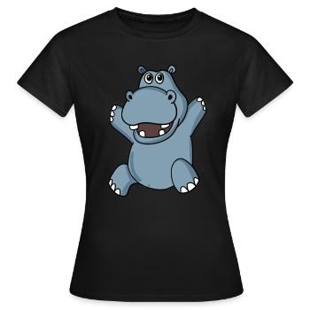 Nilpferd - Frauen T-Shirt - Schwarz - Vorne - AI Model Female 172 dark (172cm)