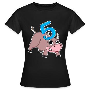 Taureau taureau d'anniversaire pour enfants de 5 ans - T-shirt Femme - noir - Devant - AI Model Female 172 dark (172cm)