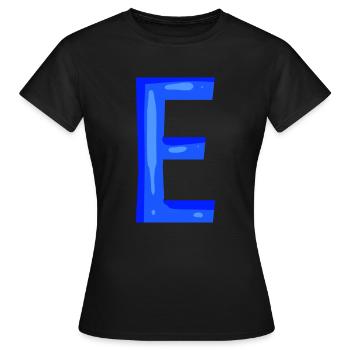 Buchstabe E Anfangsbuchstabe Blau - Frauen T-Shirt - Schwarz - Vorne - AI Model Female 172 dark (172cm)