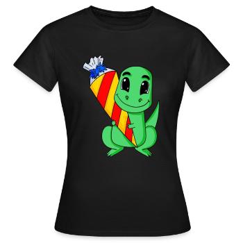 Education dinosaure 1 classe - T-shirt Femme - noir - Devant - AI Model Female 172 dark (172cm)