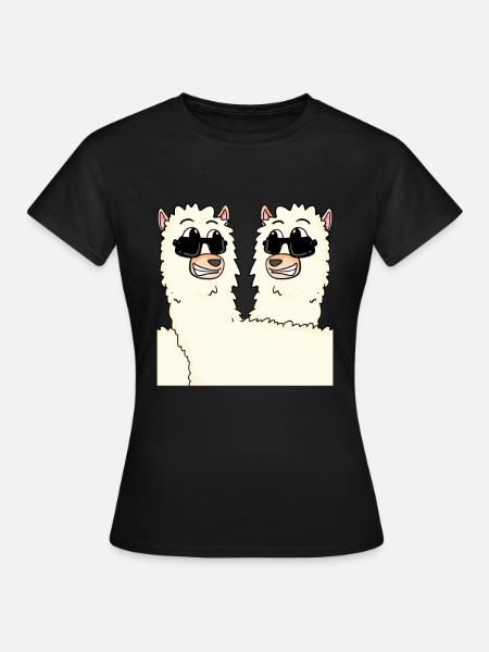 Lustige Alpakas - Dame-T-shirt - sort