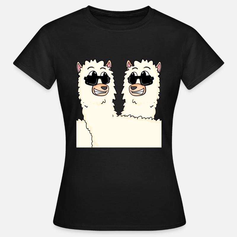 Lustige Alpakas - Dame-T-shirt - sort
