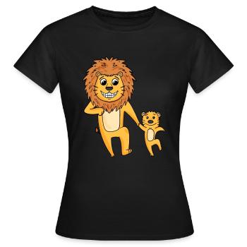 Lion with child - Women's T-Shirt - black - Front - AI Model Female 172 dark (172cm)