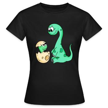 Dinosaures avec bébé dinosaures - T-shirt Femme - noir - Devant - AI Model Female 172 dark (172cm)