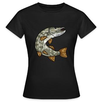 Hecht - Frauen T-Shirt - Schwarz - Vorne - AI Model Female 172 dark (172cm)