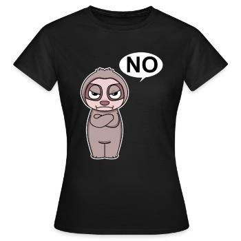 Sloth is annoyed and says no - Women's T-Shirt - black - Front - AI Model Female 172 dark (172cm)