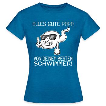 Alles gute Papa Vatertag Geschenk - Frauen T-Shirt - Antikblaues Saphir meliert - Vorne - AI Model Female 172 dark (172cm)