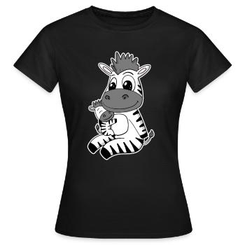 Famille Zèbre - Zèbre avec bébé - Zèbre - T-shirt Femme - noir - Devant - AI Model Female 172 dark (172cm)