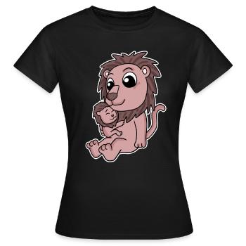 Lion Family - Lion with Baby - Lion - Women's T-Shirt - black - Front - AI Model Female 172 dark (172cm)