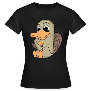 Platypus Family - Platypus with baby - Women's T-Shirt - black - Front - AI Model Female 172 dark (172cm)
