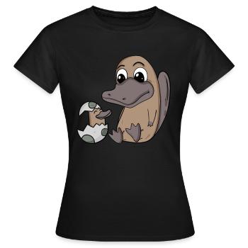 Schnabeltier Mama mit Baby Schnabeltier - Frauen T-Shirt - Schwarz - Vorne - AI Model Female 172 dark (172cm)