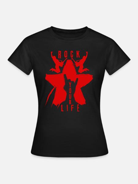 Rock your life rot Stern mit Gitarrist rock n roll - Frauen T-Shirt - Schwarz