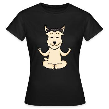 Yoga Hund Berger de Picardie - Frauen T-Shirt - Schwarz - Vorne - AI Model Female 172 dark (172cm)