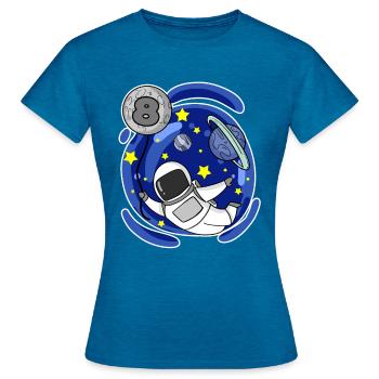 8 years old boy - 8 birthday - I am 8 - Women's T-Shirt - antique blue sapphire heather - Front - AI Model Female 172 dark (172cm)