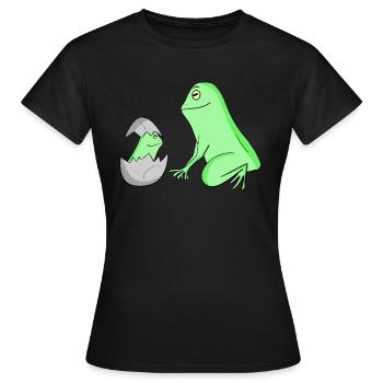 Frog with Baby Frog - Women's T-Shirt - black - Front - AI Model Female 172 dark (172cm)