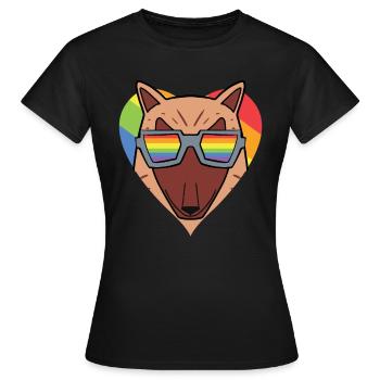 LGBT Hund Regenbogen - Frauen T-Shirt - Schwarz - Vorne - AI Model Female 172 dark (172cm)
