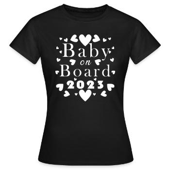 Baby on Board schwanger Schwangerschaft 2023 - Frauen T-Shirt - Schwarz - Vorne - AI Model Female 172 dark (172cm)