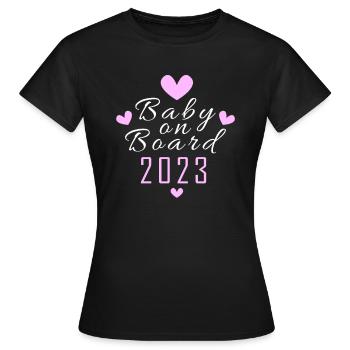 Baby on Board schwanger Schwangerschaft 2023 - Frauen T-Shirt - Schwarz - Vorne - AI Model Female 172 dark (172cm)