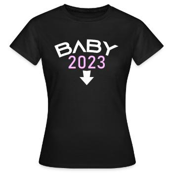 Fille Bébé Fille 2023 Enceinte - T-shirt Femme - noir - Devant - AI Model Female 172 dark (172cm)