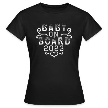 Baby on Board schwanger Schwangerschaft 2023 - Frauen T-Shirt - Schwarz - Vorne - AI Model Female 172 dark (172cm)