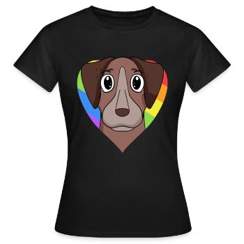 Homosexuell Regenbogen Pointer Hund - Frauen T-Shirt - Schwarz - Vorne - AI Model Female 172 dark (172cm)