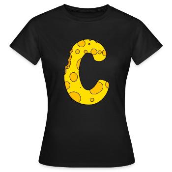 Lettre C - T-shirt Femme - noir - Devant - AI Model Female 172 dark (172cm)