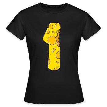 Zahl 1 Ziffer Käse - Frauen T-Shirt - Schwarz - Vorne - AI Model Female 172 dark (172cm)