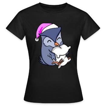 Hibou avec oreiller et bonnet de couchage - T-shirt Femme - noir - Devant - AI Model Female 172 dark (172cm)