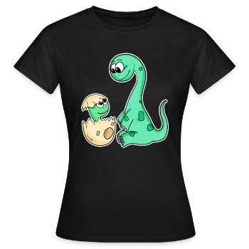 Dinosaures avec bébés dinosaures - T-shirt Femme - noir - Devant - AI Model Female 172 dark (172cm)