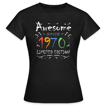 1970 - Women's T-Shirt - black - Front - AI Model Female 172 dark (172cm)