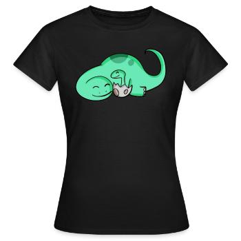 Dinosaur with baby dinosaur - Women's T-Shirt - black - Front - AI Model Female 172 dark (172cm)