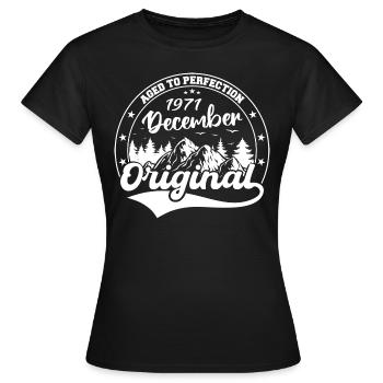 December 1971 Birthday December 1971 December - Women's T-Shirt - black - Front - AI Model Female 172 dark (172cm)