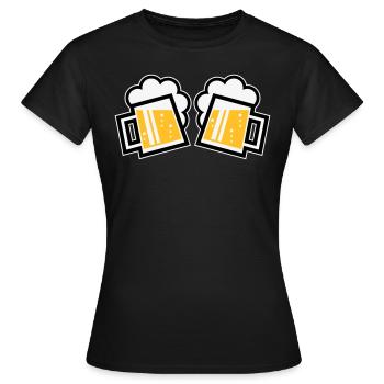 2 chopes à bière bavaroise Prosten (chopes à bière / 3C) - T-shirt Femme - noir - Devant - AI Model Female 172 dark (172cm)