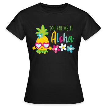 Ananas Aloha dessin Hawaï plage soleil d'été - T-shirt Femme - noir - Devant - AI Model Female 172 dark (172cm)