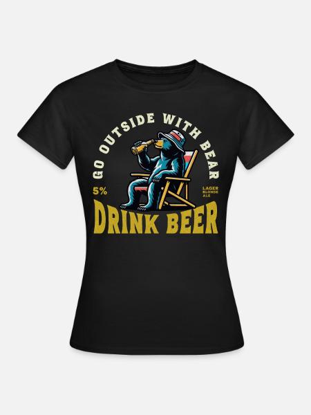 Trinkender Bär - Frauen T-Shirt - Schwarz