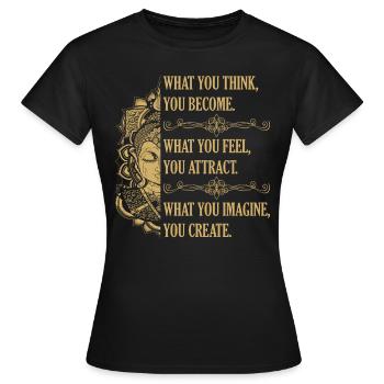 Sagesse bouddhiste - T-shirt Femme - noir - Devant - AI Model Female 172 dark (172cm)