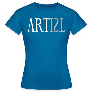Artists - Women's T-Shirt - antique blue sapphire heather - Front - AI Model Female 172 dark (172cm)