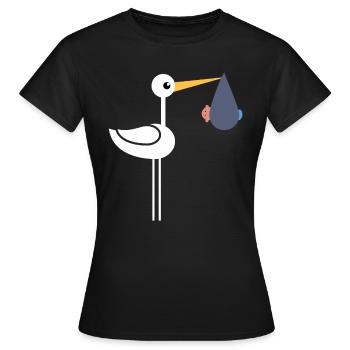 Cigogne avec bébé - T-shirt Femme - noir - Devant - AI Model Female 172 dark (172cm)