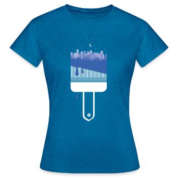 Pinceau ville nuit couleur - T-shirt Femme - bleu saphir antique chiné - Devant - AI Model Female 172 dark (172cm)
