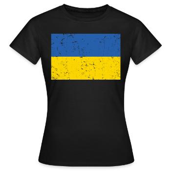 Ukraine Flagge Distressed - Frauen T-Shirt - Schwarz - Vorne - AI Model Female 172 dark (172cm)